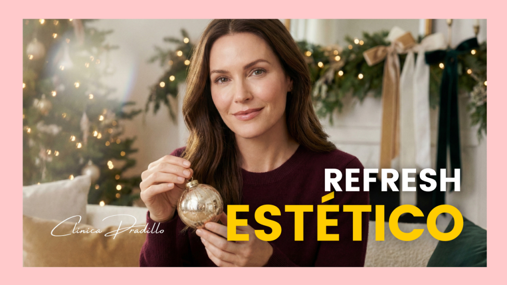 Mujer radiante tras su refresh estético Navidad en Clínica Pradillo