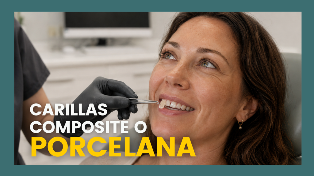Carillas de composite o porcelana comparativa en Clínica Pradillo Madrid