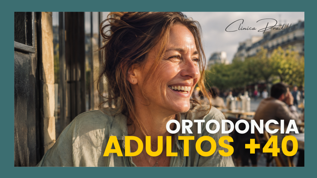 Ortodoncia para adultos después de los 40 años en una mujer sonriendo tras realizar su tratamiento